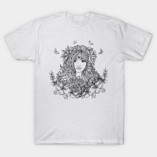 Flower Girl with Butterflies T-Shirt